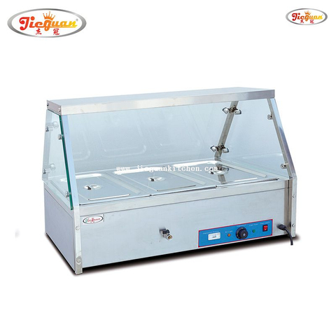 Baño María eléctrico de encimera de 3 sartenes, baño María de mesa con exhibición