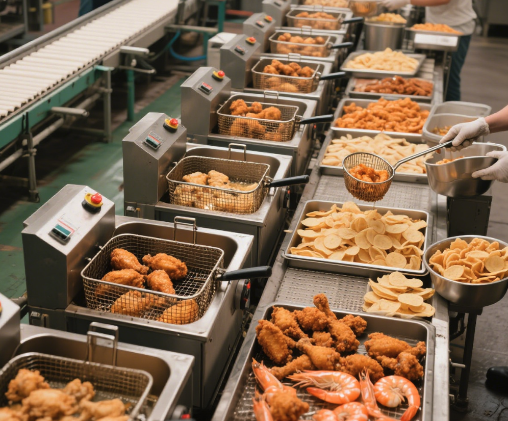 Comida frita en freidora