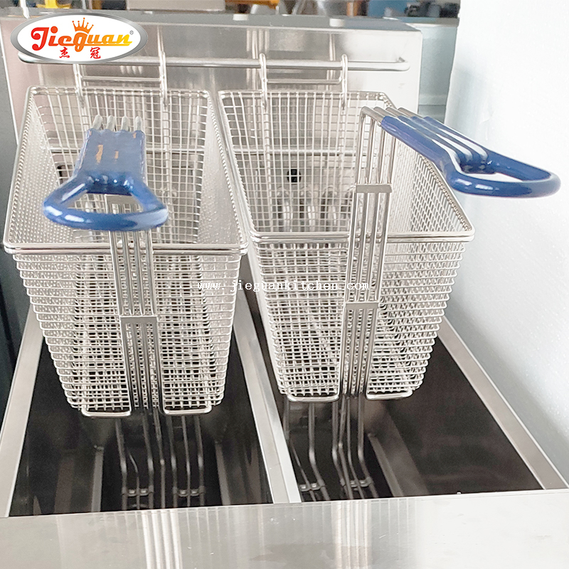 Freidora digital vertical de 2 tanques con 2 cestas